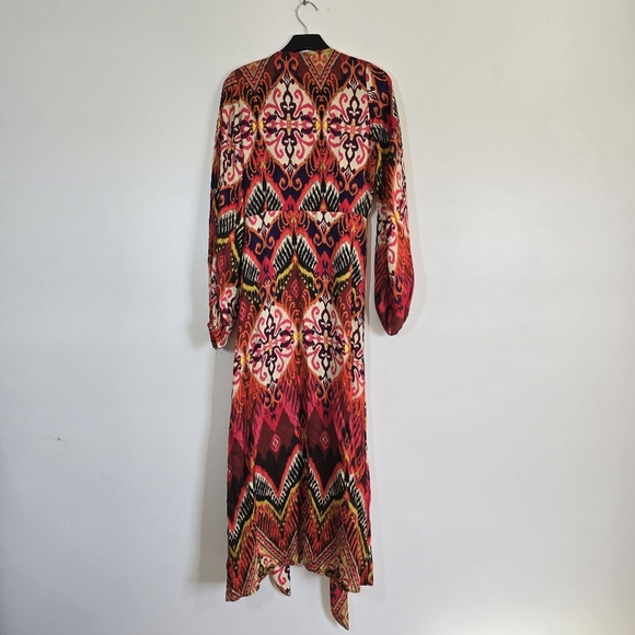 Smythe Hostess Wrap Dress In Multi Ikat Print Medium - Picture 6 of 8